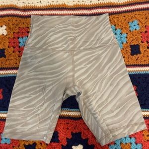 Green Striped Lululemon biker shorts